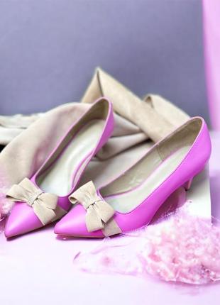 Туфли лодочки розовые натрием шпильке кожа натуральная и замш2 фото