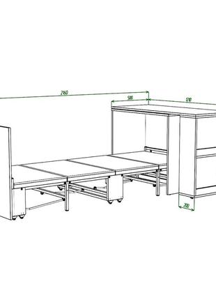 Ліжко-трансформер письмовий стіл тумба комод sirim-c1 венге меблі смарт 4 в 1 розкладна компактна6 фото