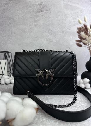 Женская сумка черная pinko black nickel сумочка женская на плечо в подарочной упаковке5 фото
