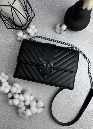 Женская сумка черная pinko black nickel сумочка женская на плечо в подарочной упаковке6 фото