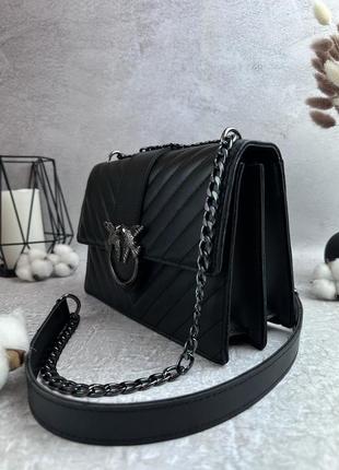 Женская сумка черная pinko black nickel сумочка женская на плечо в подарочной упаковке2 фото