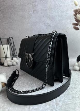 Женская сумка pinko черная мини сумка с цепочкой маленькая сумочка через плечо пинко в подарочной упаковке2 фото