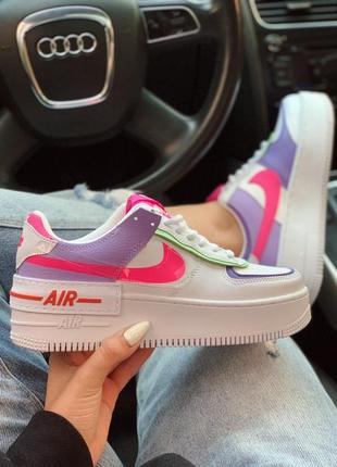 Женские кроссовки nike air force 1 shadow double swoosh sail pink purple