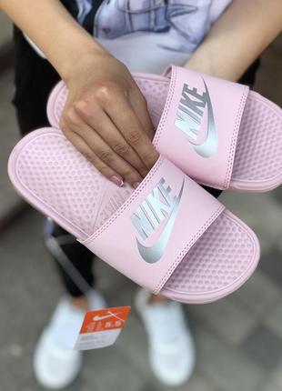 Шикарные шлепанцы nike pink шлепки сланцы шльопанці шльопки