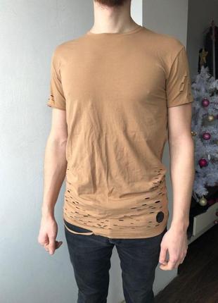 Хлопковая удлиненная футболка с дырками h&m