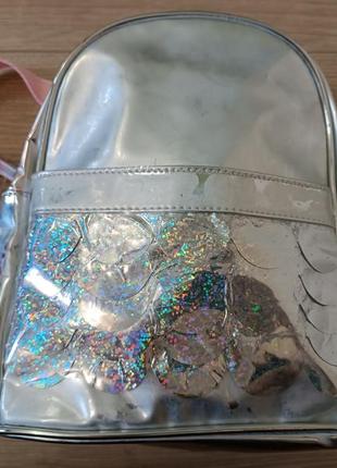 Новий рюкзак для дівчинки/ срібний рюкзак/ рибка від lc waikiki1 фото