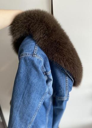 Джинсова куртка нова з хутром соболь