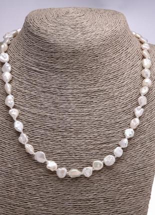 Ожерелье речного жемчуга барочные белые d-8+ мм l-50см1 фото