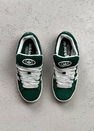 Женские кеды в стиле adidas campus dark green white3 фото