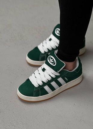 Женские кеды в стиле adidas campus dark green white4 фото