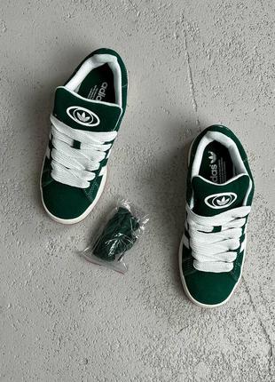 Женские кеды в стиле adidas campus dark green white7 фото