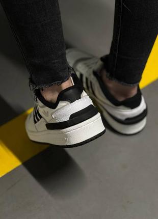 Кожаные кеды унисекс в стиле adidas forum low white black7 фото