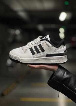 Кожаные кеды унисекс в стиле adidas forum low white black5 фото