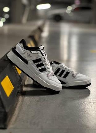 Кожаные кеды унисекс в стиле adidas forum low white black6 фото