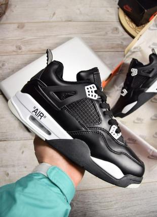 Nike air jordan 4 black white air  мех