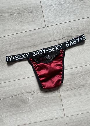 Чоловічі атласні стринги з мереживом sexy baby