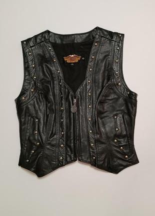 Кожаная мото жилетка harley davidson