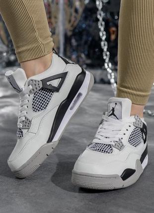 Жіночі кросівки nike air jordan 4 retro / найк аір джордан високі сірі