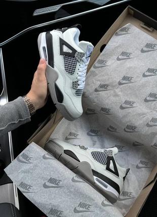 Женские кроссовки nike air jordan 4 retro / найк аир джордан высокие серые10 фото