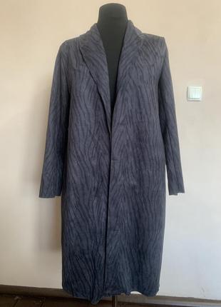 Жіночий довгий кардиган з еко замші/плащ