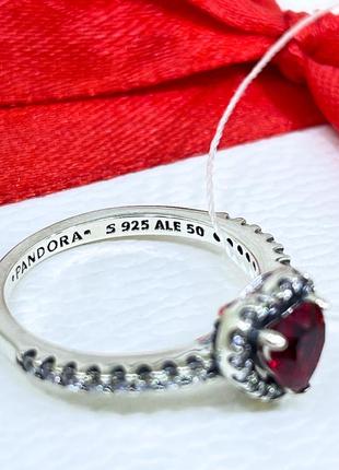 Срібне кільце пандора 198421c02 червоне серце сердечко з камінням камінцями щирі почуття сердечко срібло проба 925 нове з биркою pandora5 фото