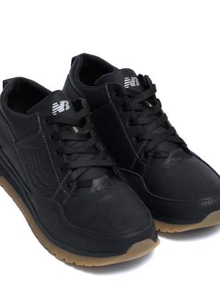 Мужские кожаные кроссовки new balance clasic black