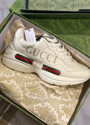 Кроссовки кожаные в стиле gucci гуччи