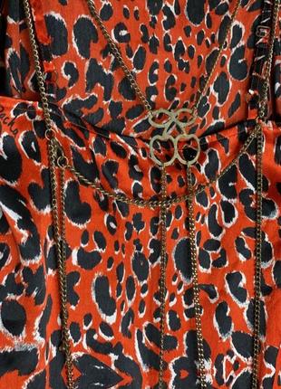 Атласное платье, леопардовый принт с цепочкой от river island5 фото
