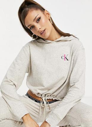 Серый худи с логотипом calvin klein ck one lounge на завязках