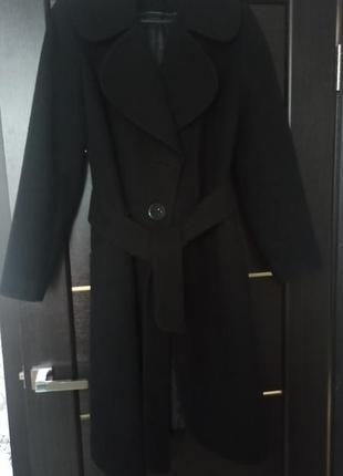Шерстяное черное женское пальто sergio cotti зимнее, демисезонное, утепленное3 фото