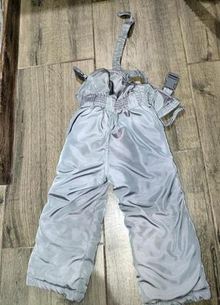 Дутые брюки ( комбинезон) под куртку на девочку 3 года, р.92, серые с переливом.7 фото