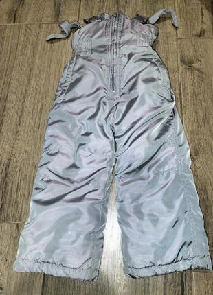 Дутые брюки ( комбинезон) под куртку на девочку 3 года, р.92, серые с переливом.2 фото