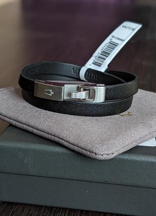 Браслет bulova men’s classic stainless steel leather bracelet
