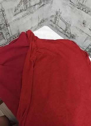 Червона блуза шифон на підкладці5 фото