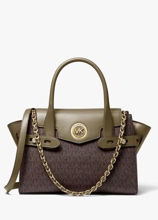 Сумка michael michael kors carmen medium logo and faux leather belted satchel1 фото