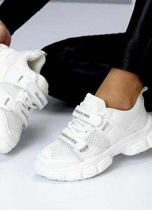 Білі легкі кросівки з сіткою на шнурках і липучках 35.5-393 фото