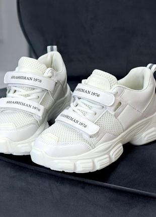 Білі легкі кросівки з сіткою на шнурках і липучках 35.5-396 фото