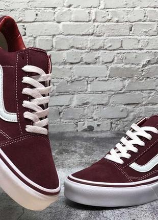 V@ns old skool dark red white, крутые кеды ванс олд скул (36рр - 45рр)7 фото