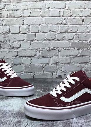 V@ns old skool dark red white, крутые кеды ванс олд скул (36рр - 45рр)8 фото