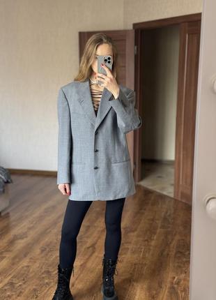 Брендовый  стильный серый шерстяной пиджак pierre cardin