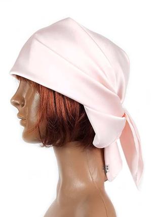 Бандана хустка пов'язка платок однотонна шовкова ніжний рожевий 70х70 нова якісна