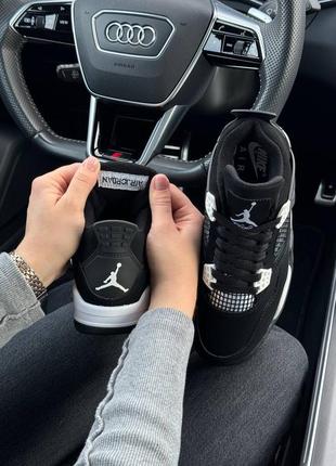 Женские кроссовки air jordan 4 retro black white thunder5 фото