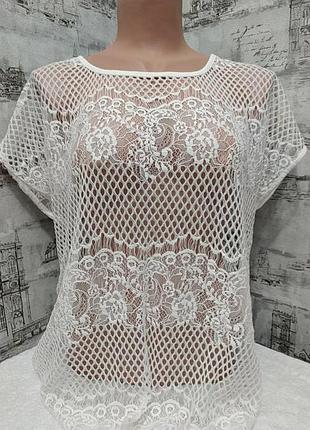 Біла прозора блуза