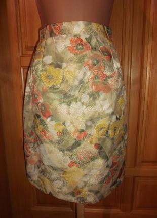 Юбка прямай лен вискоза люрекс миди р. s