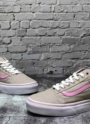 Жіночі кеди ванс олд скул v@ns old skool light grey pink white8 фото