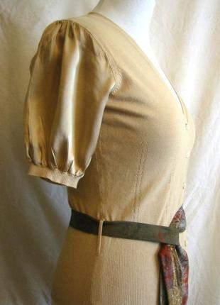 Бежевый хлопковый топ, кофточка, кардиган с шелковыми рукавами whistles, р. 2 (шелк)4 фото
