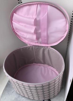 Косметичка вместительная большая чемодан сумка для косметики в горошек горох