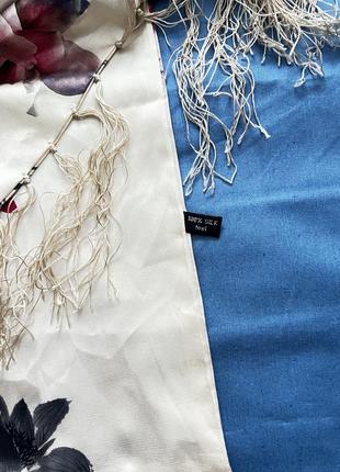 Шелковый шарф платьев палантин шелк с бахромой5 фото