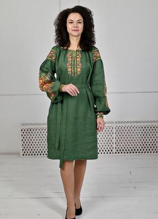 Льняное женское платье вышиванка1 фото