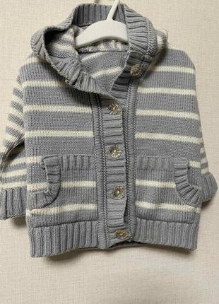 Серая вязанная кофточка 86-92 размер 3124